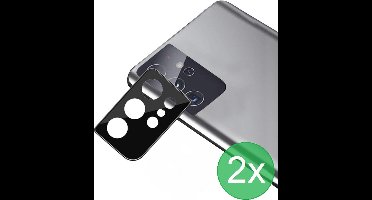 Camerascreenprotector 2x Geschikt voor -Samsung Galaxy S21 Ultra  screen protector - glas - bescherm je camera - beschermglas - Zwart - ZT Accessoires