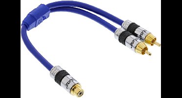 InLine® Tulp Y-kabel, Premium, vergulde contacten, 1x Tulp contraplug naar 2x Tulpplug, 0.25m