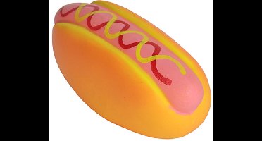 Hondenspeelgoed hotdog latex 9 cm met piep