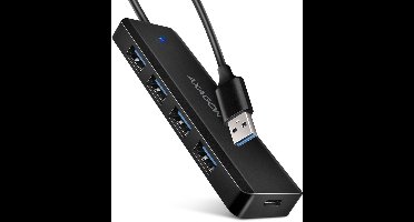 Axagon HUE-C1A interface hub USB 3.2 Gen 1 (3.1 Gen 1) Type-A 5000 Mbit/s Zwart