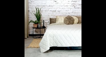 JENNY - Bedsprei - Ruitmotief - Heerlijk zacht - Dove white -170x220