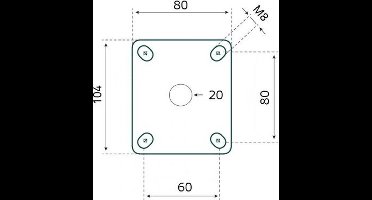 Tarsus Zwenkwiel + rem 100 mm. wit