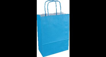 Tas | Kraftpapier | gedraaid papieren koord | 18x 8x22cm | draagtas | blauw | 50 stuks