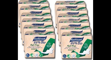 Vuokkoset 100% Bio - Nacht Maandverband met Vleugels - 12 x 9 stuks - Biologisch - Nachtbescherming - Milieubewust - Absorberend