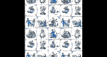 Inpakpapier met Delftsblauwe Tegels - 30 t/m 100 cm | Hollands Verpakking 70 Grams |variant: 30 cm / 200 mtr.