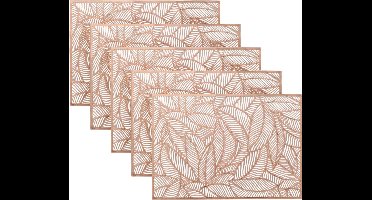 Unique Living Placemat Nissa - 10x - brons bladmotief - 30 x 45 cm - tafeldecoratie