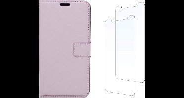 LuxeBass iPhone XS Max hoesje book case + 2 stuks Glas Screenprotector rose goud - telefoonhoes - gsm hoes - telefoonhoesjes - glas scherm - bescherming