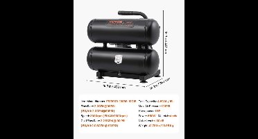 Luchtcompressor – Compressor – Bandenpomp – Pneumatisch Gereedschap – Olievrij – 4.6 Gallon Tank – 650W Motor – Stil 80 dB