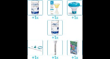 Zwembad Onderhoudspakket - Onderhoud Zwembad - bevat Chloor - Testrips - Chloordrijver - Chloor - Schoonmaakset - Thermometer en Zwembadgids (7-delig)