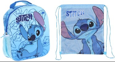 Lilo & Stitch tassenset blauw; rugzak en gymtas