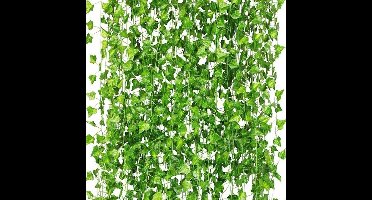 24 Stuks 50.4 meter Kunstmatige Klimop Slinger, Nep-wijnstokken, Groene Bladeren, Nep-planten, Hangende Wijnstokken, Planten, Groene Slinger Voor Slaapkamer, Bruiloft, Feest, Tuinmuur, Kamerdecoratie