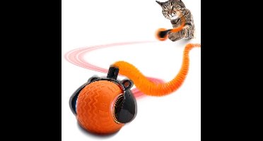 Interactief Kattenspeeltje - Elektrische Teaserbal - Snelle Bal Met Staart, Kattenspeeltje - Kattenteaser - Speeltje Voor Huisdieren - Ideaal Voor Verveelde Binnenkatten, 360° Automatisch Rollende Bal - Oranje