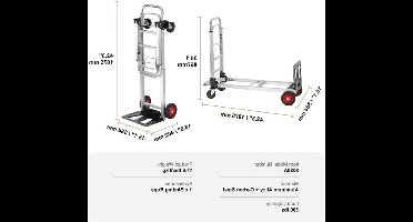 Steekwagen - Steekkar - Steekwagen Opvouwbaar - Transportkar - Transportwagen - Aluminium - Zware - Vouwbare Kar - voor Magazijn en Supermarkt - 300lbs - Zilver