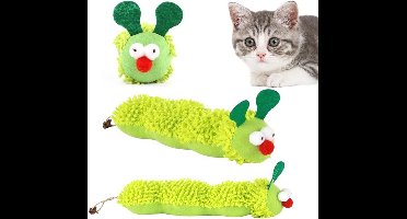2 kattenspeeltjes met kattenkruid, groene pluche rups kattenspeeltjes, pluizig kauwspeeltje voor kittens, interactief kattenkussen, voordelen voor gebitsverzorging en tandreiniging