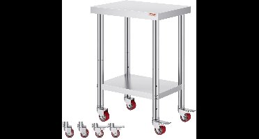 Koffietafel - Table - Coffe table - Living Room Table - RVS Catering Werktafel - 24x18 Inch - Keukentafel - Met 4 Wielen - Voedselbereidingswerkbank - Voor Keukenvoorbereidingstafel - Silvier