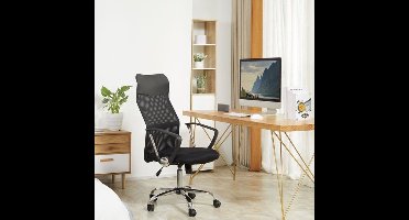Ergonomische Bureaustoel – Gamestoel – Draaistoel – Bureau Stoel – Kantoorstoel – Verstelbare Hoogte – Ademend Mesh Materiaal – Zwart – Kantelfunctie – 63x65 cm