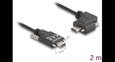 Delock USB 2.0 Cable USB Type-C™ male with screws to USB Type-C™ male with screws angled left / right PD 3.0 60 W 2 m