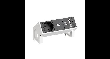 BACHMANN DESK2 1xCEE7/3 USB Oplader, Stroom 0,2m GST18 RAL9010