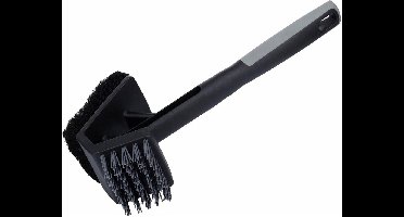 BBQ Collection barbecue borstel - H27 cm - kunststof - zwart - dubbele borstelkop