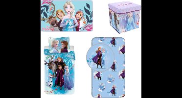 Frozen slaapkamerset; vloerkleed, dekbedovertrek, hoeslaken en opbergbox / stoel