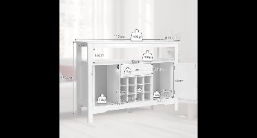 Dressoir – Buffetkast – Opbergkast – Ladekast – Kast – MDF & Spaanplaat – Met Uitneembaar Wijnrek – 117x40,5x85,5 cm