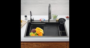 RVS Spoelbak – Keukenbak – Wasbak – Inbouw Spoelbak – Tuin Spoelbak – 68x45x21 cm – 304 Roestvrij Staal – Inclusief Snijplank & Waterzuiveringskraan