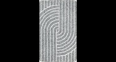 Wecon home Basics - Hilda - Badmat - 70x120 cm - grijs - Douchemat Modern Design – Grafisch Geometrisch Patroon – Zacht & Comfortabel – Wasbaar en Antislip