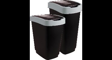 Mammoet - Titan - Prullenbak - Set van 2 - Draaideksel - 50 L & 25 L - Zwart - Kunststof - Afvalbak