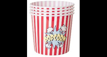 Gerimport Popcorn bak - 10x - rood/wit - kunststof - D21 - 7 liter - herbruikbaar