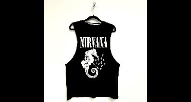 Nirvana - Seahorse & Logo Mono Tanktop - S - Zwart