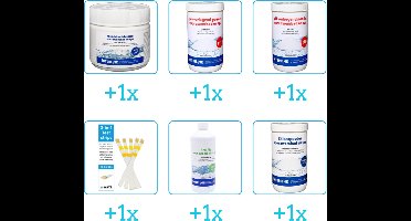 Zwembad Onderhoudsset - Startersset bevat Chloor - PH-min - PH-plus en Testrips - Anti Alg - Chloor - Interline Onderhoud Starterspakket - Voor zwembaden en Spa's - Voor kleinere zwembaden tot 2500 liter (6-delig)