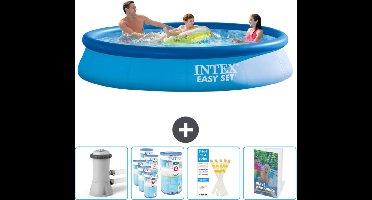 Intex Rond Opblaasbaar Easy Set Zwembad - 366 x 76 cm - Blauw - Inclusief Pomp Filters - Testrips - Zwembadgids