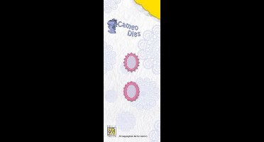 CAD005 - Small set 2 star-flower - 2 mini snijmallen fotokader ovaal - scalloped en kartel - klein 18 x 22 mm