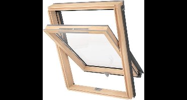 Solstro Dakraam Grenenhout, Dubbele Beglazing, Ventilatieventiel, Gekoppeld aan Dakpangootstuk - F6A, 66 x 118 cm