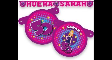 Witbaard Letterslinger Hoera Sarah 160 Cm Blauw/roze
