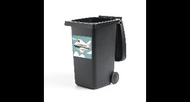 Container sticker Vliegtuig illustratie - Een illustratie van een piloot met passagiers in een vliegtuig Klikosticker - 40x40 cm - kliko sticker - weerbestendige containersticker