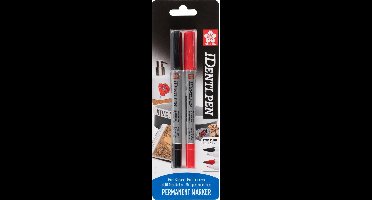 Sakura marker set Identi-Pen zwart rood 2 stuks permanent.