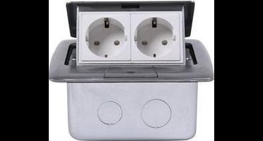 Heitronic 40462 2-voudig Vloerinbouw-contactdoos IP20 Zilver