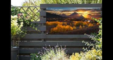 Wanddecoratie buiten Prachtige zonsondergang bij het Tetongebergte in de Verenigde Staten - 160x80 cm - Tuindoek - Buitenposter