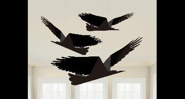 Amscan Feestdecoratie Raven Papier Zwart 3-delig