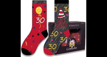 Witbaard Cadeausokken 30 Jaar Polykatoen Grijs/rood 2-delig