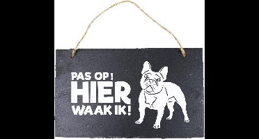 Paper Dreams Waakbord Franse Buldog 15 X 25 Cm Leisteen Zwart