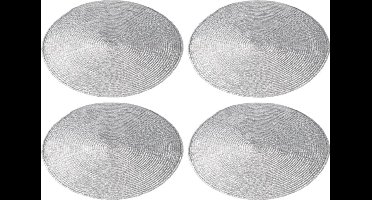 6x stuks ronde placemats zilver polypropeen 38 cm - Placemats/onderleggers - Tafeldecoratie