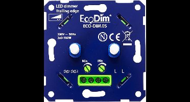 EcoDim - LED DUO Dimmer - ECO-DIM.05 - Fase Afsnijding RC - Dubbele Inbouwdimmer - Dubbel Knop - 0-100W