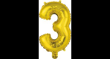 Amscan Folieballon Cijfer 3 35 Cm Goud
