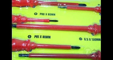 Schroevendraaier set - electro, 6 delig - platte kop - kruiskop - electra