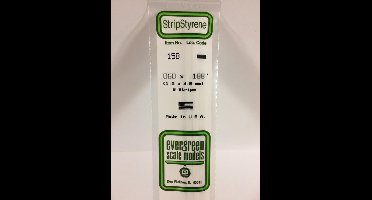 Evergreen Modelbouwdecoratie - 158 Strip 1,5mmX4,8mmX35cm -9 stuks Styreen
