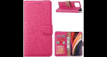 Hoesje Geschikt voor iPhone 12 Pro Max Hoesje met Pasjeshouder cover Pink