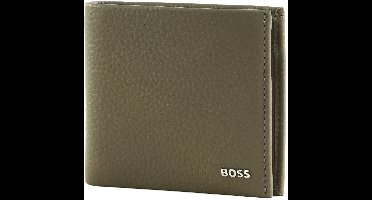 BOSS Leren portemonnee New Crosstown 4 CC Coin Wallet Open Brown Taupe