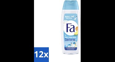12 x Fa - Douchegel - Mediterranean Jewels Santorini - Verfrissend & Hydraterend - Verzachtend - 250 ml - Douchegel Santorini - Verfrissend Douchegel - Hydraterende Douchegel - Verzachtende Douchegel - Mediterrane Geur